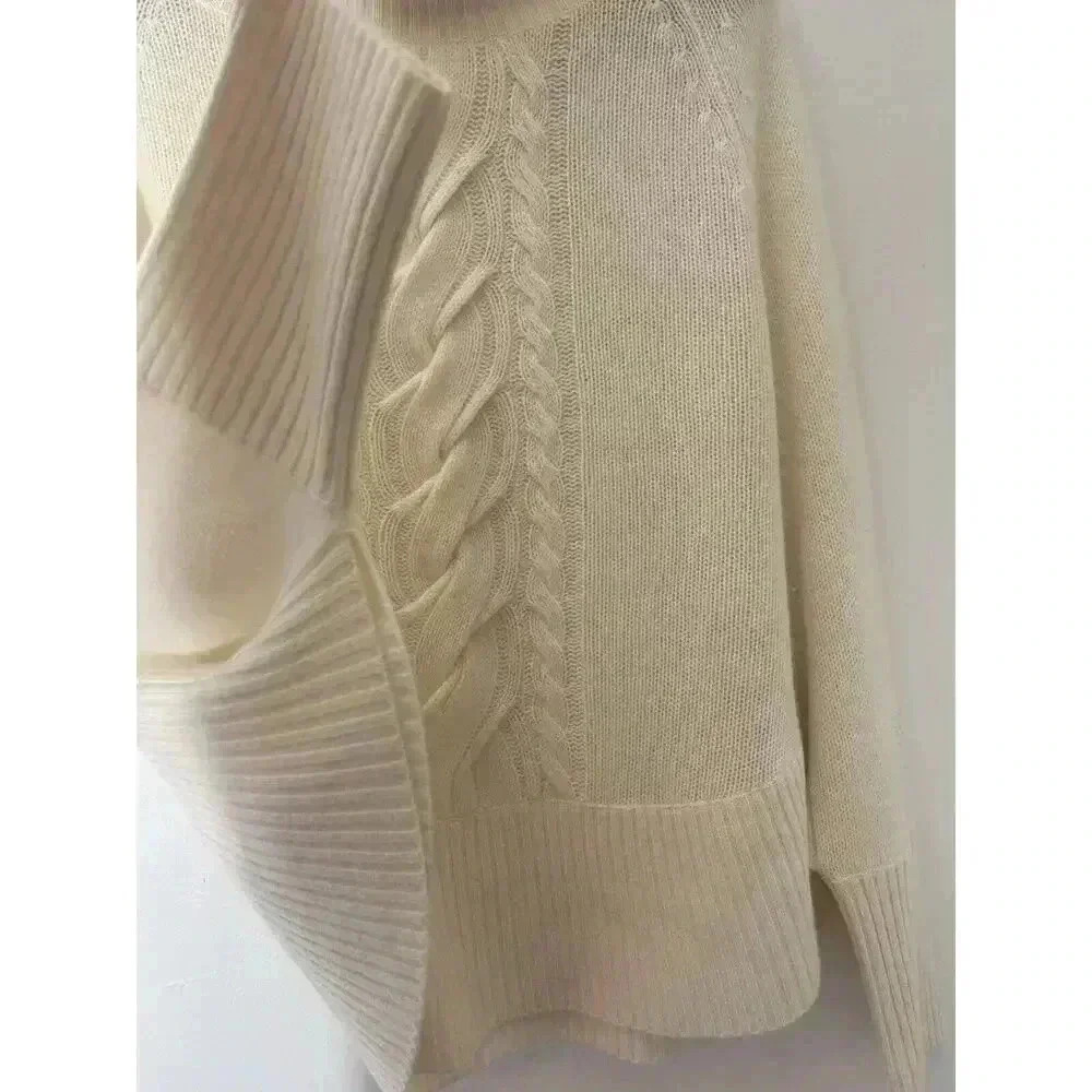 AMI Dans La Rue Anthropologie 100% Cashmere Sweater Poncho Ivory White Size XS - Picture 2 of 6